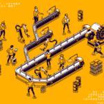 Graphic of people working in an assembly line